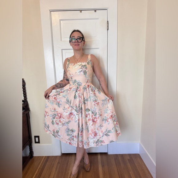 90s Vintage Carol Anderson Floral Tea Dress Sz Sm - Picture 2 of 7